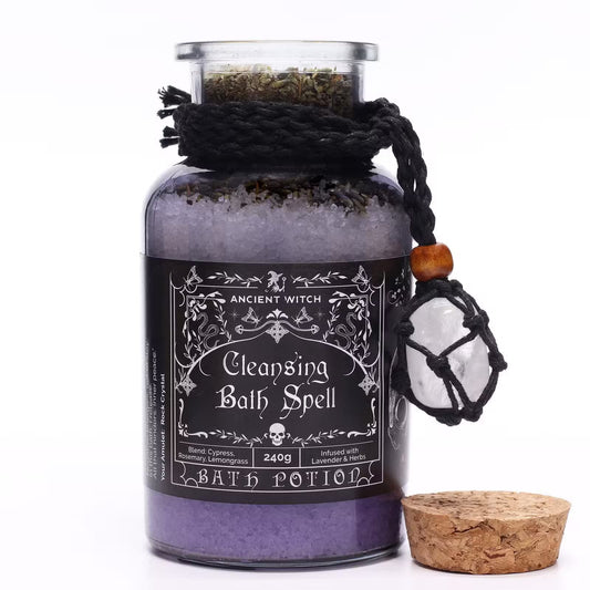 Poção de Banho Mágica Ancient Witch e Amuleto de Cristal de Rocha - Purificação