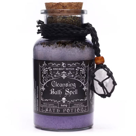 Poção de Banho Mágica Ancient Witch e Amuleto de Cristal de Rocha - Purificação