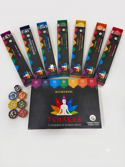 Incensos naturais ayurvédicos dos 7 chakras