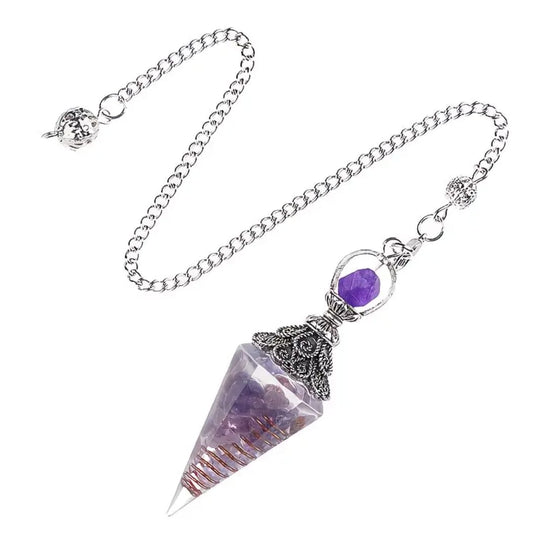 Pêndulo de orgonite e Ametista