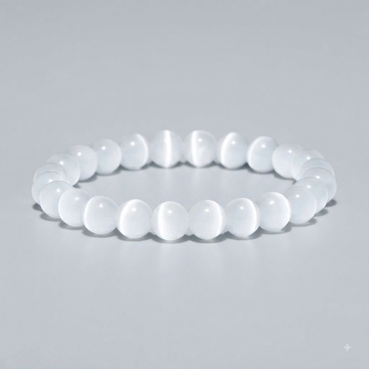 Pulseira de Selenita 8mm: Luz, Proteção e Paz Interior