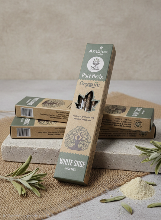 Incenso Orgânico Pure Herbs Ambica - Salvia Branca